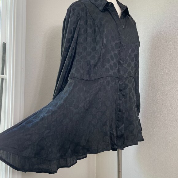 NEW Lane Bryant Womens Plus 22 Black Button Up Blouse Tunic Shirt Long Sleeve - Picture 2 of 14
